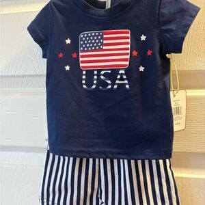Patriotic USA Kids Matching Set - Navy and White